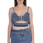 Women's Casual Denim Two-Piece Co-Ord Set with Adjustable Buckle - Image 4