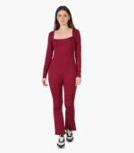 Stylish Square Neck Full Jumpsuit - Image 2