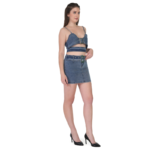 Women's Casual Denim Two-Piece Co-Ord Set with Adjustable Buckle - Image 3