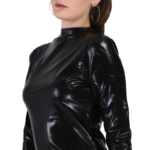 Women's Faux Leather Bodycon Midi Dress for Party Wear - Image 6