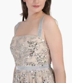 Girl’s Floral Apricot Sleeveless Mini Summer Party Dress - Image 5