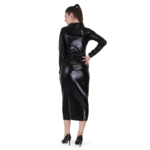 Women's Faux Leather Bodycon Midi Dress for Party Wear - Image 7