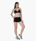 Girl’s Solid black Shorts & Bra set - Image 3