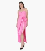Solid Color Strapless Bodycon Maxi Dress - Image 3