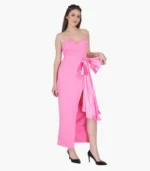 Solid Color Strapless Bodycon Maxi Dress - Image 2