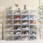 Stackable Shoe Storage Box with Magnetic Door