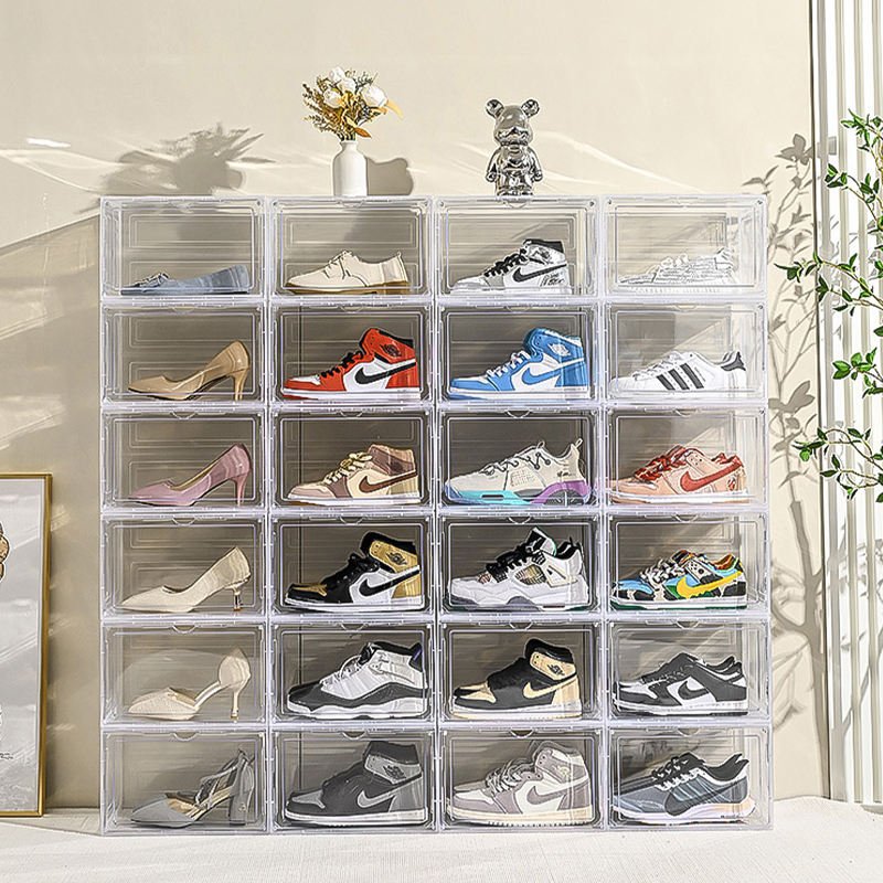 A39c4dd84a5734671abaf54db13f02be0s Stackable Shoe Storage Box with Magnetic Door - Image 1