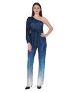 Blue One Shoulder Party Jumpsuit - Image 2