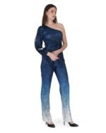 Blue One Shoulder Party Jumpsuit - Image 3