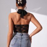 Women's Embroidered Halter Crop Top - Image 4