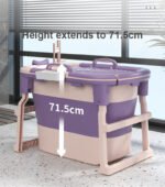 Foldable Bath Tub for Babies&Adults with Lid up to 71.5CM High Portable Design With Storage Compartment and Massage Roller - Image 3