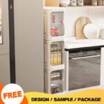 Narrow Slim Rolling Storage Cabinet - 20cm Stackable Organizer with 360° Casters Clear Door for Bathroom Kitchen Bedroom - Image 2