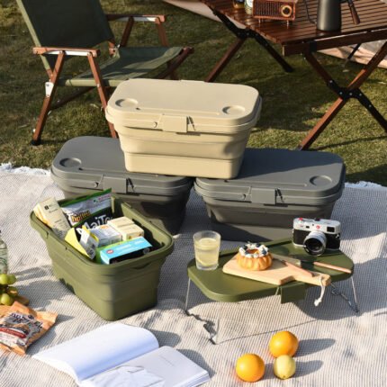 Foldable Camping Storage Box with Serving Tray