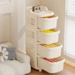 2/3/4/5-Tier Plastic Storage Cart with Drawers - Image 3