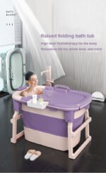 Foldable Bath Tub for Babies&Adults with Lid up to 71.5CM High Portable Design With Storage Compartment and Massage Roller - Image 2