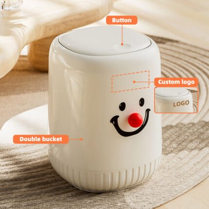 Waterproof Plastic Waste Bin with Push-Top Lid