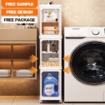 Narrow Slim Rolling Storage Cabinet - 20cm Stackable Organizer with 360° Casters Clear Door for Bathroom Kitchen Bedroom - Image 3