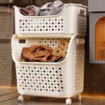 Premium 2-Tier Laundry Basket with Wheels - Image 4