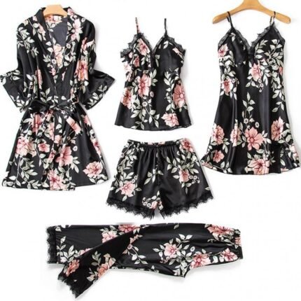 Women's 5-Piece Satin Nightwear Set