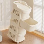 2/3/4/5-Tier Plastic Storage Cart with Drawers - Image 4