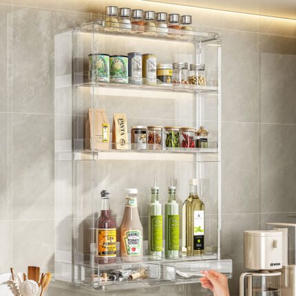 Clear Wall-Mounted Kitchen Storage Rack