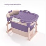 Foldable Bath Tub for Babies&Adults with Lid up to 71.5CM High Portable Design With Storage Compartment and Massage Roller