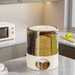 Rice Bucket Compartment Rotating Cereal Packet Organizer Kitchen Rotating Plastic Pet Dispenser Food Container Organizer No reviews yet