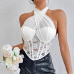 Women's Embroidered Halter Crop Top - Image 5