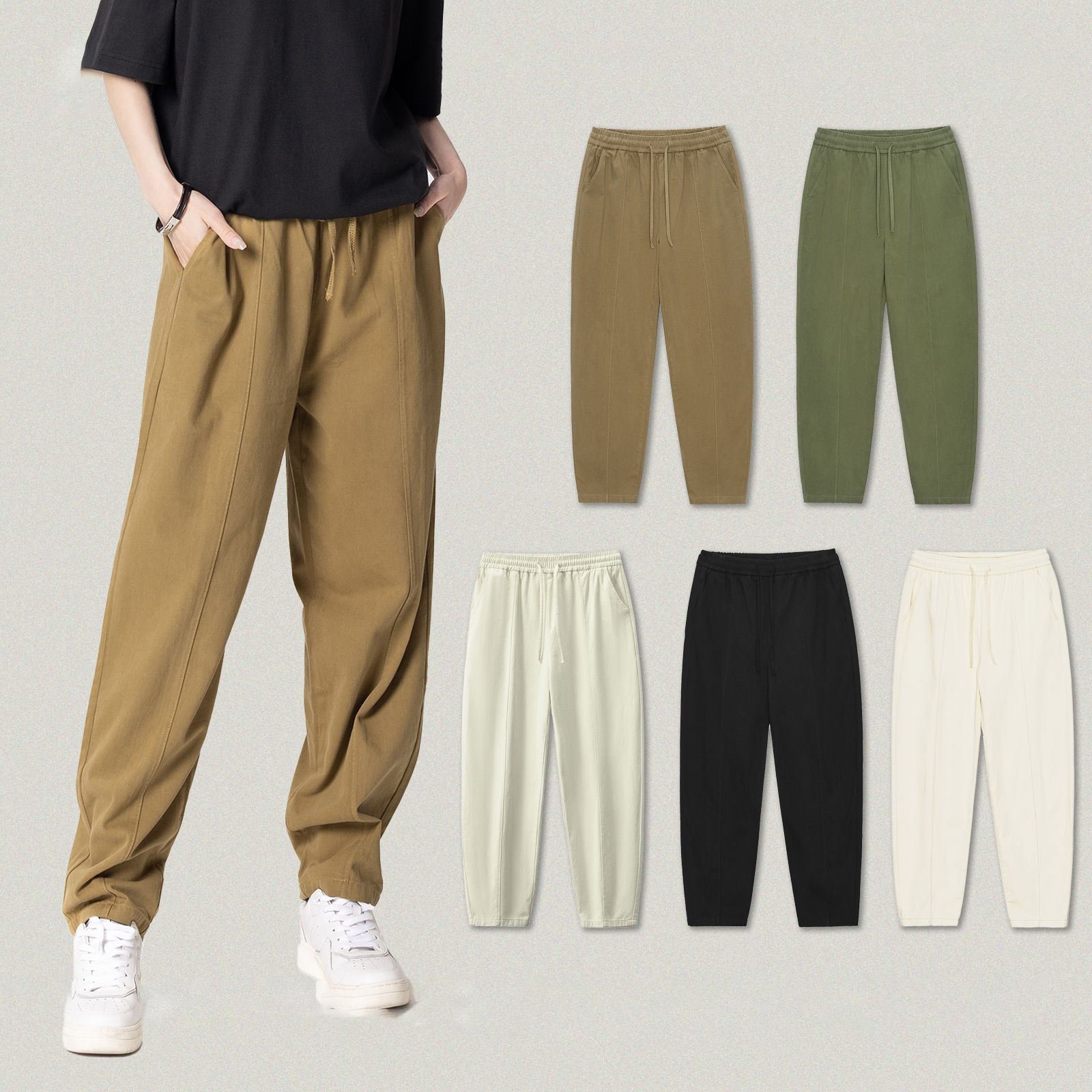 H3426f94516aa4a6892e7a481b48f8f54e Premium Men's 100% Cotton Straight Pants - Image 1