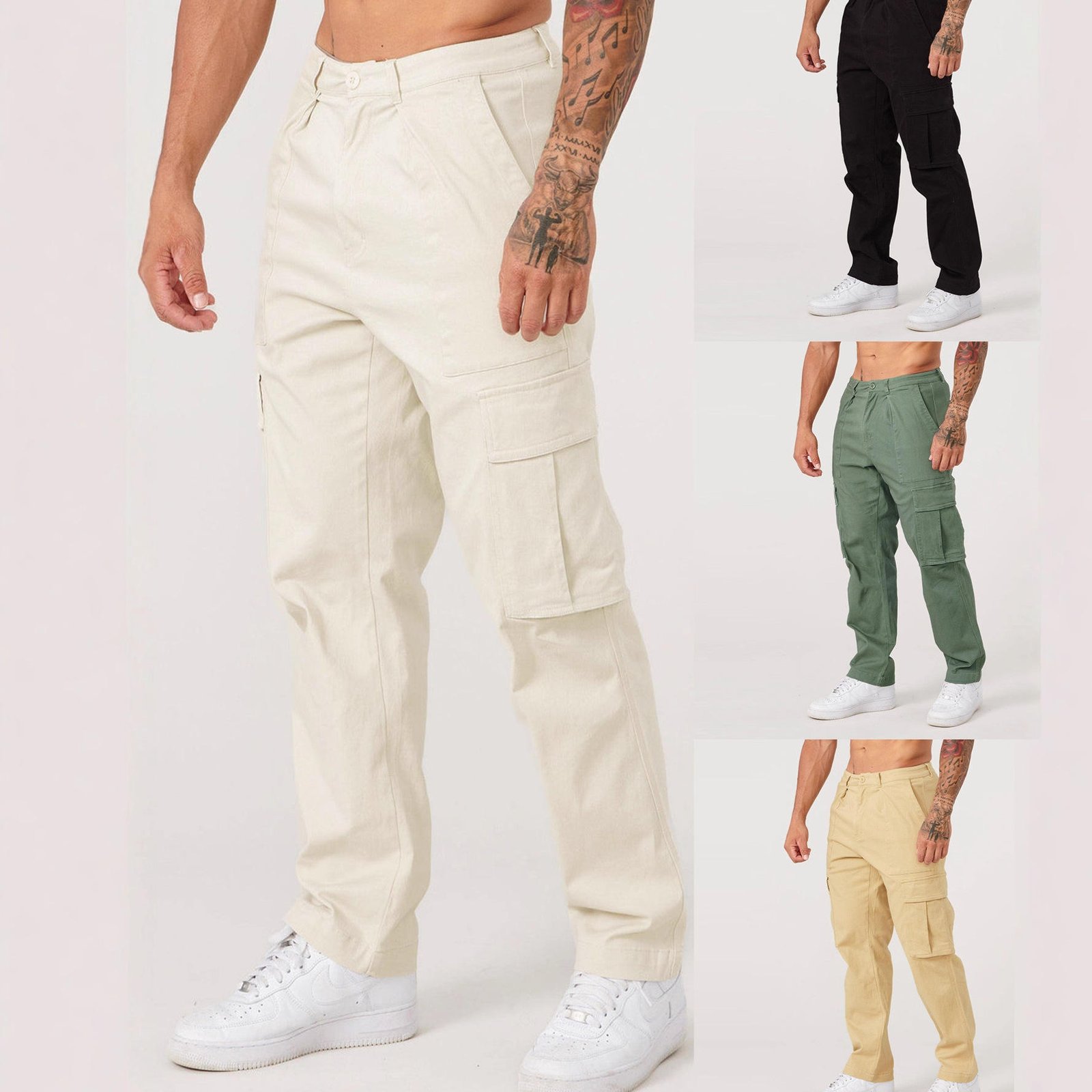 H5c53edc0580e423cab823cef32881307H Men's Loose Fit Cargo Trousers - Image 1