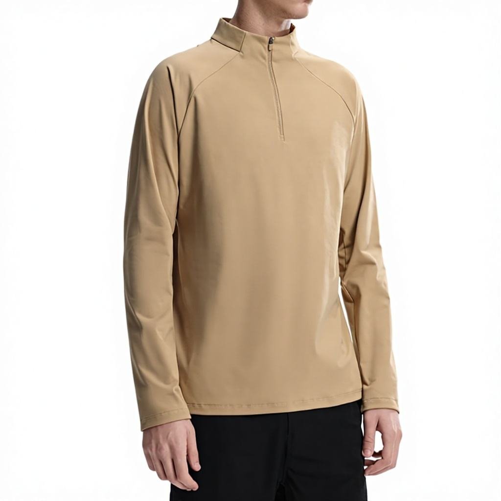 He2b87d24519044e097c124e6428c6715a Men’s Long Sleeve Half-Zip Sports T-Shirt - Image 1
