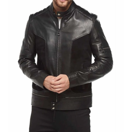 Men’s Brown Leather Waxed Cafe Racer Jacket