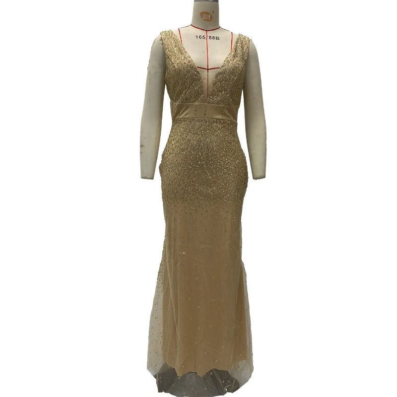 Untitled Design (8) Women's Dress Sequin Maxi with Spaghetti Straps V-Neck Slit - Image 1