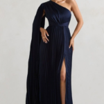 Asymmetric Split Maxi Dress With Cape Sleeve