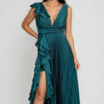 Women's Dress Deep V Pleated Maxi Dress