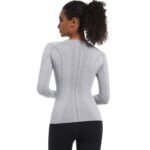 Women's Yoga Tops Seamless Quick Dry Long Sleeve Sports Shirt Breathable Athletic Top Slim Fit - Image 4