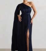 Asymmetric Split Maxi Dress With Cape Sleeve - Image 4