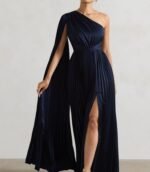 Asymmetric Split Maxi Dress With Cape Sleeve - Image 2