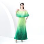 Women's dress One-shoulder pleated ruffle floral long dress - Image 4
