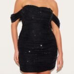 Women's Dress Plus Sequin Bardot Bodycon Dress - Image 2