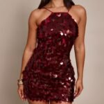 Women's Dress Sequin Strappy Asymmetric Mini Dress
