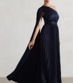 Asymmetric Split Maxi Dress With Cape Sleeve - Image 3