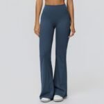 Women Premium Brushed Nylon Spandex Bootcut Yoga Pants High Rise V Shaped Ruched Back Butt Lifting Soft Stretch Flare Leggings