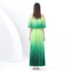 Women's dress One-shoulder pleated ruffle floral long dress - Image 5