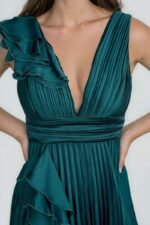 Women's Dress Deep V Pleated Maxi Dress - Image 3