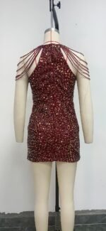 Women's Dress Tassel bodycon crystal sequin dress - Image 2