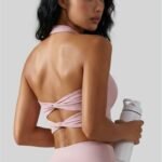 Women Yoga Activewear Halter Twist Back Sports Bra Buttery Soft Stretchy for Gym Running Daily - Image 3