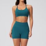 Women Seamless Sports Bra U Neck Criss Cross Multi Strap Back Removable Chest Pads Breathable Stretch Yoga Workout Bra - Image 2