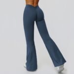 Women Premium Brushed Nylon Spandex Bootcut Yoga Pants High Rise V Shaped Ruched Back Butt Lifting Soft Stretch Flare Leggings - Image 4