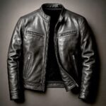 Men's Vintage Washed Faux Leather Stand Collar Four Zip Pocket Slim Biker Jacket - Image 3